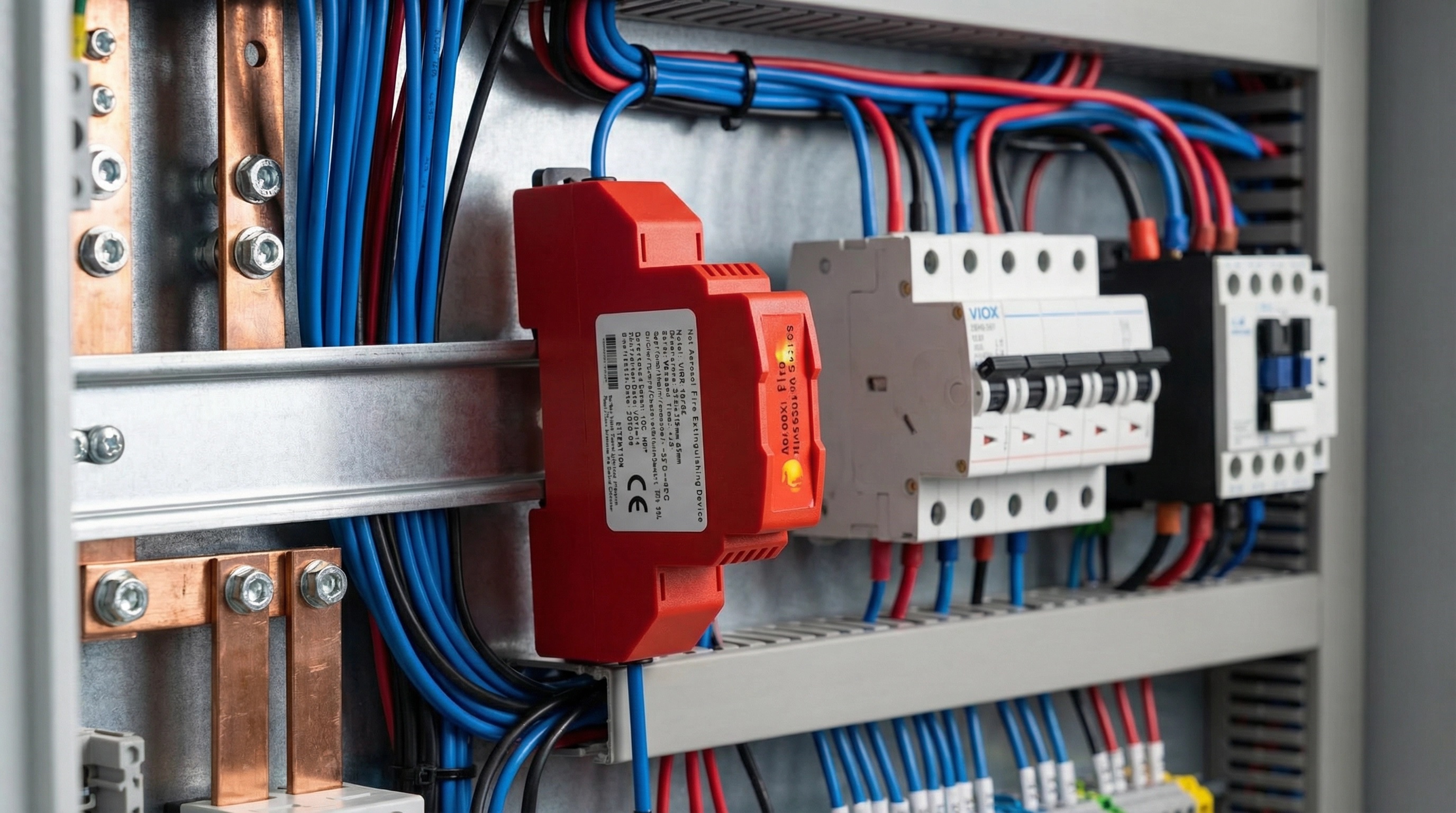 Heat Aerosol Fire Extinguishing Device,Din-Rail-Mounted, for Electricity Meter Box,MCB Box and Solar Distribution Box