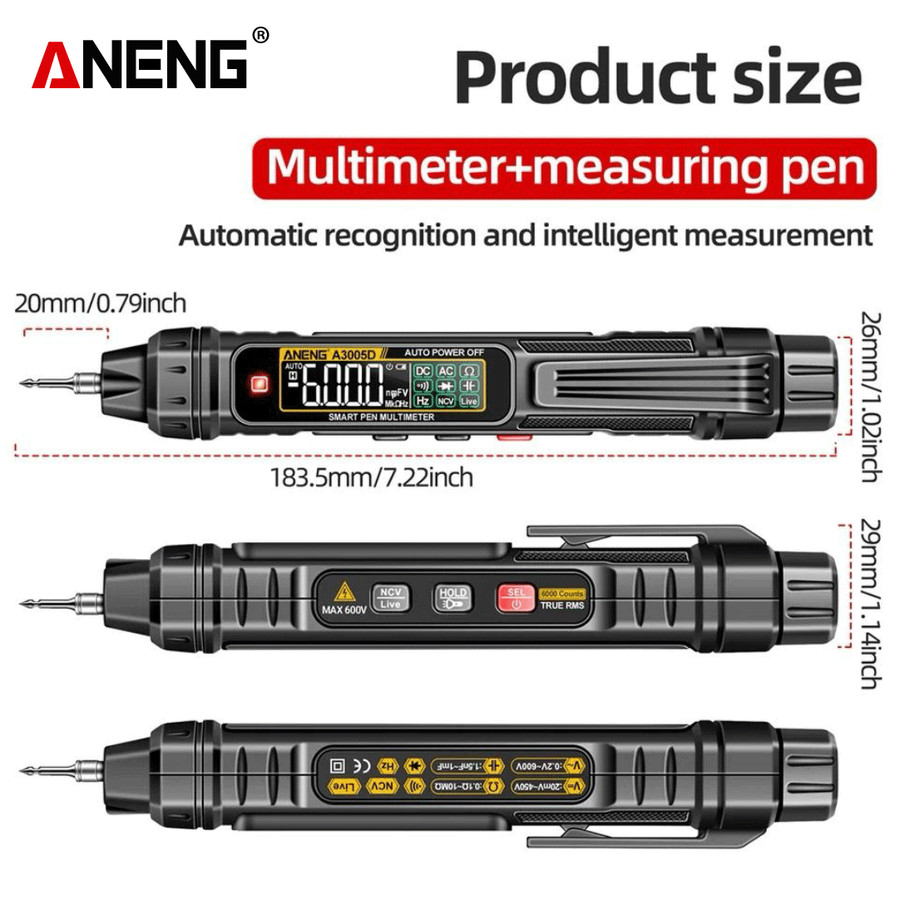 ANENG A3005D Digital Multimeter Pen Type 6000 Counts Professional Meter
